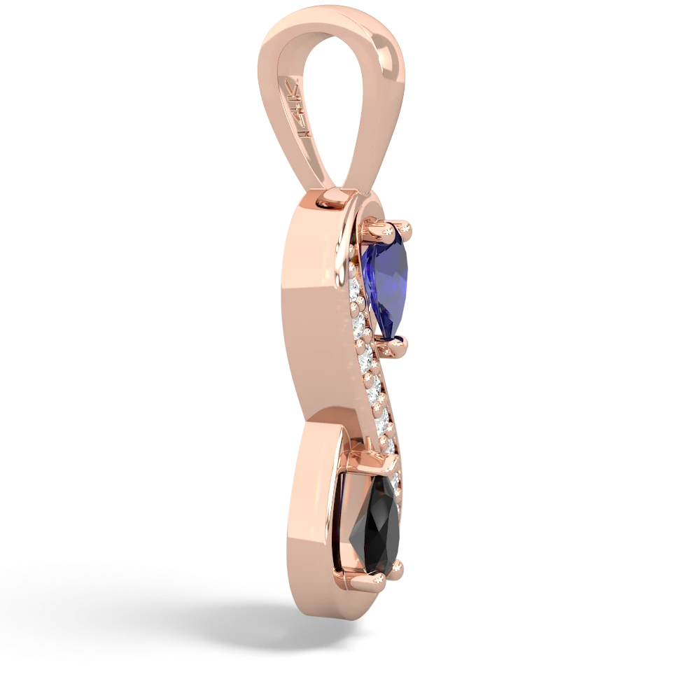 Lab Sapphire Diamond Infinity 14K Rose Gold pendant P5390