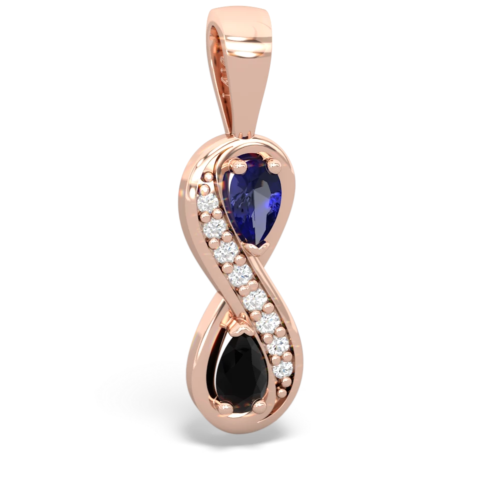 Lab Sapphire Diamond Infinity 14K Rose Gold pendant P5390