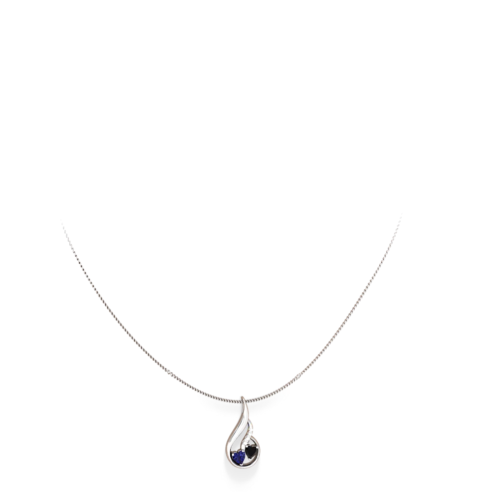 Lab Sapphire Keepsake Curves 14K White Gold pendant P5450