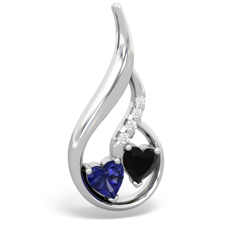 Lab Sapphire Keepsake Curves 14K White Gold pendant P5450