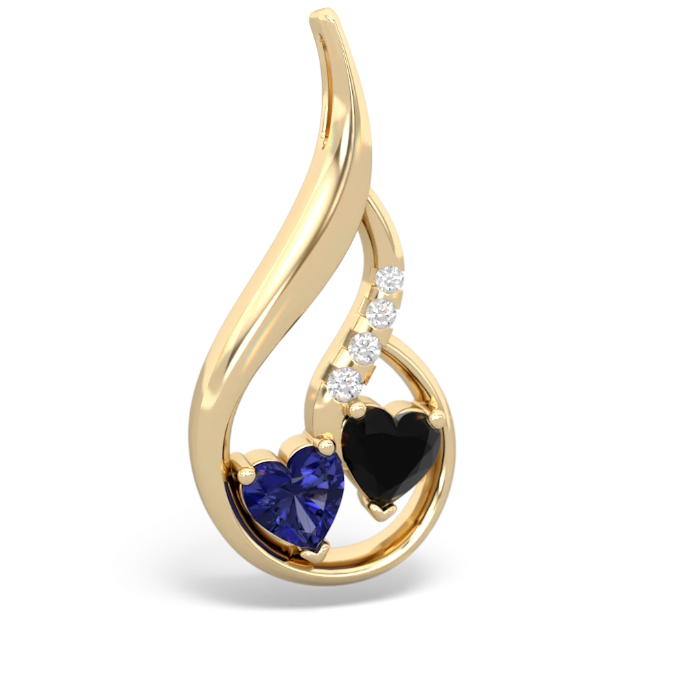 Lab Sapphire Keepsake Curves 14K Yellow Gold pendant P5450