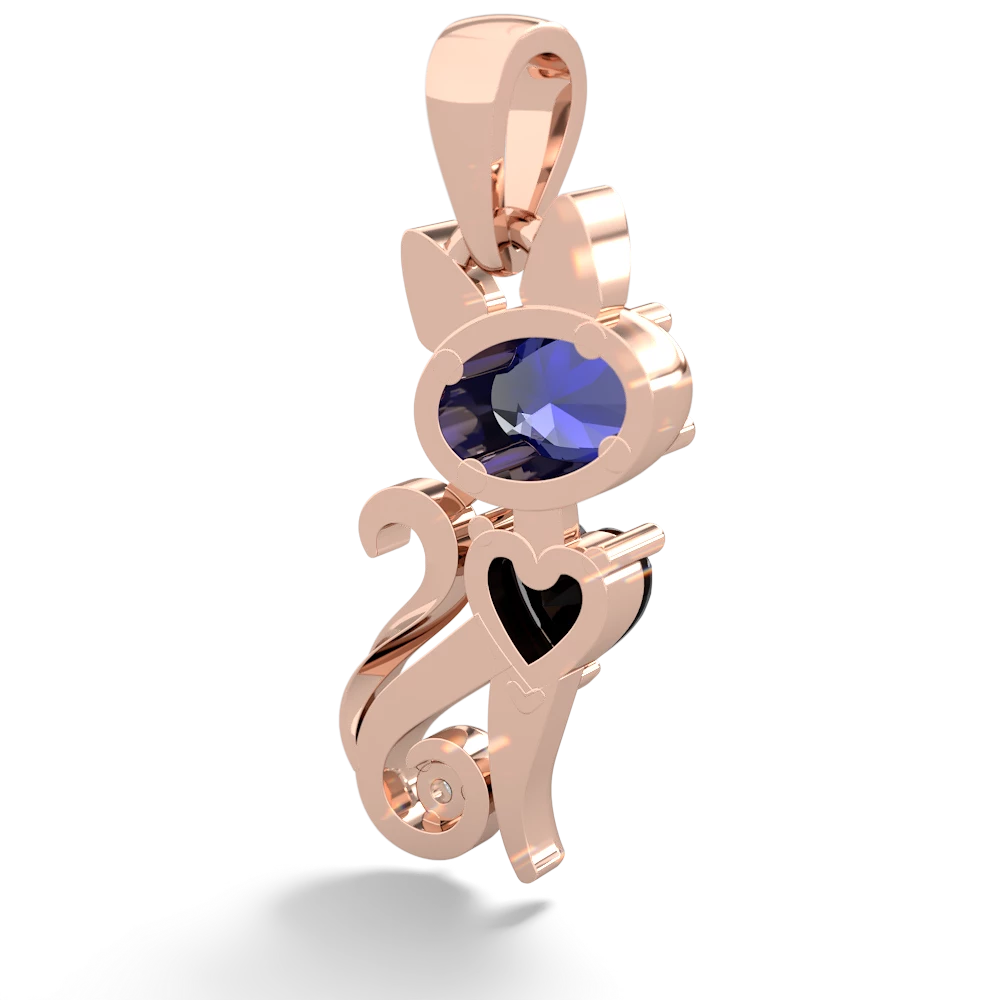 Lab Sapphire Kitten 14K Rose Gold pendant P5780