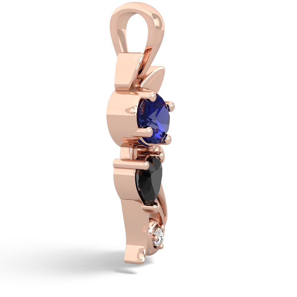 Lab Sapphire Kitten 14K Rose Gold pendant P5780