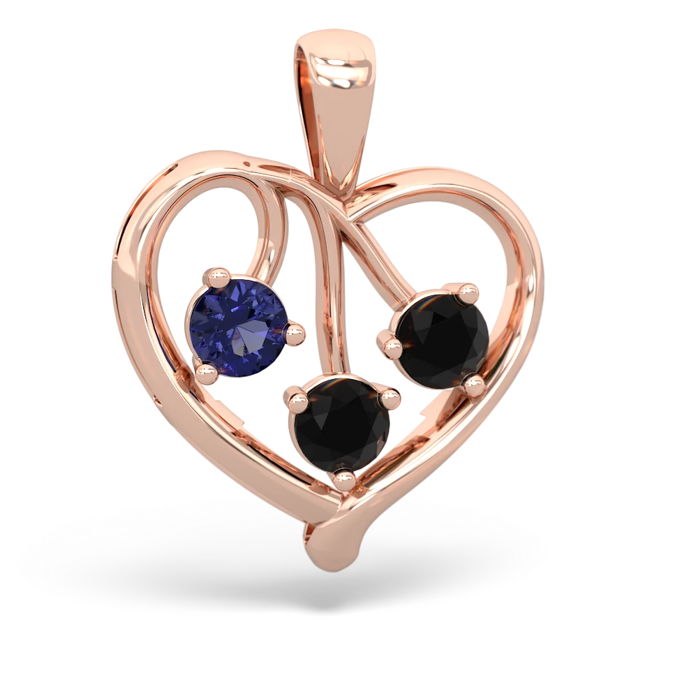 Lab Sapphire Glowing Heart 14K Rose Gold pendant P2233