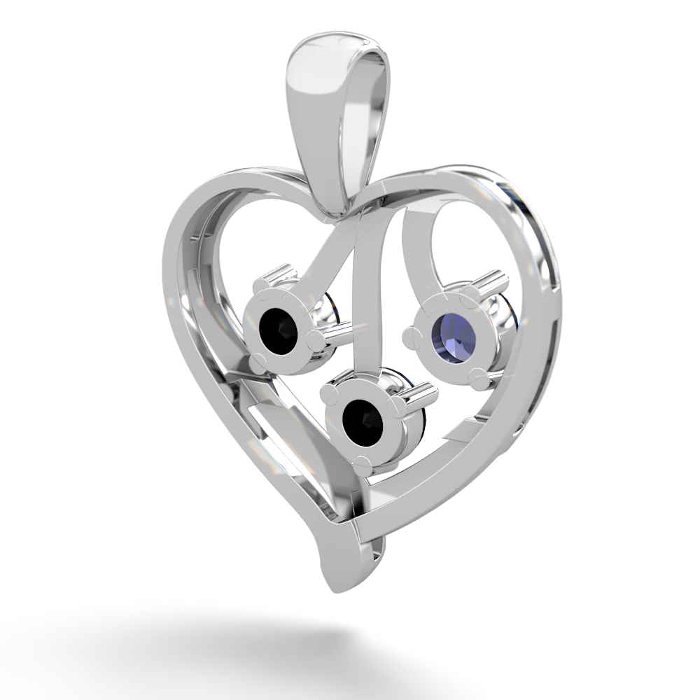 Lab Sapphire Glowing Heart 14K White Gold pendant P2233