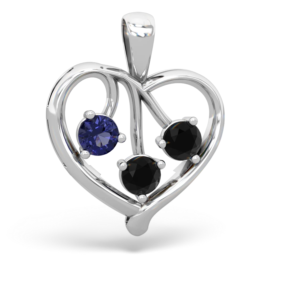 Lab Sapphire Glowing Heart 14K White Gold pendant P2233