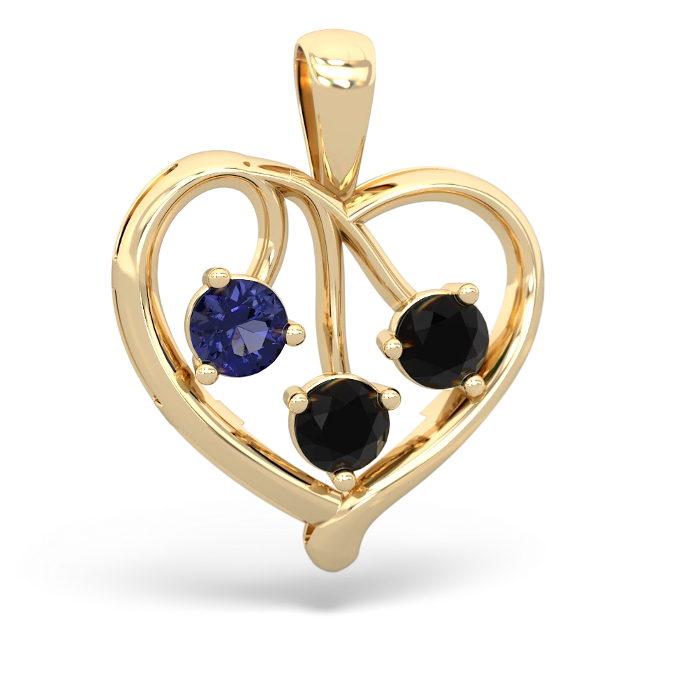 Lab Sapphire Glowing Heart 14K Yellow Gold pendant P2233