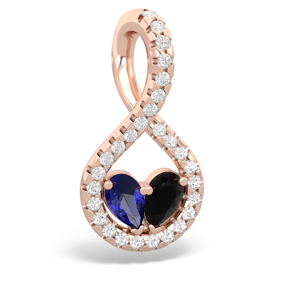 Lab Sapphire Pave Twist 'One Heart' 14K Rose Gold pendant P5360