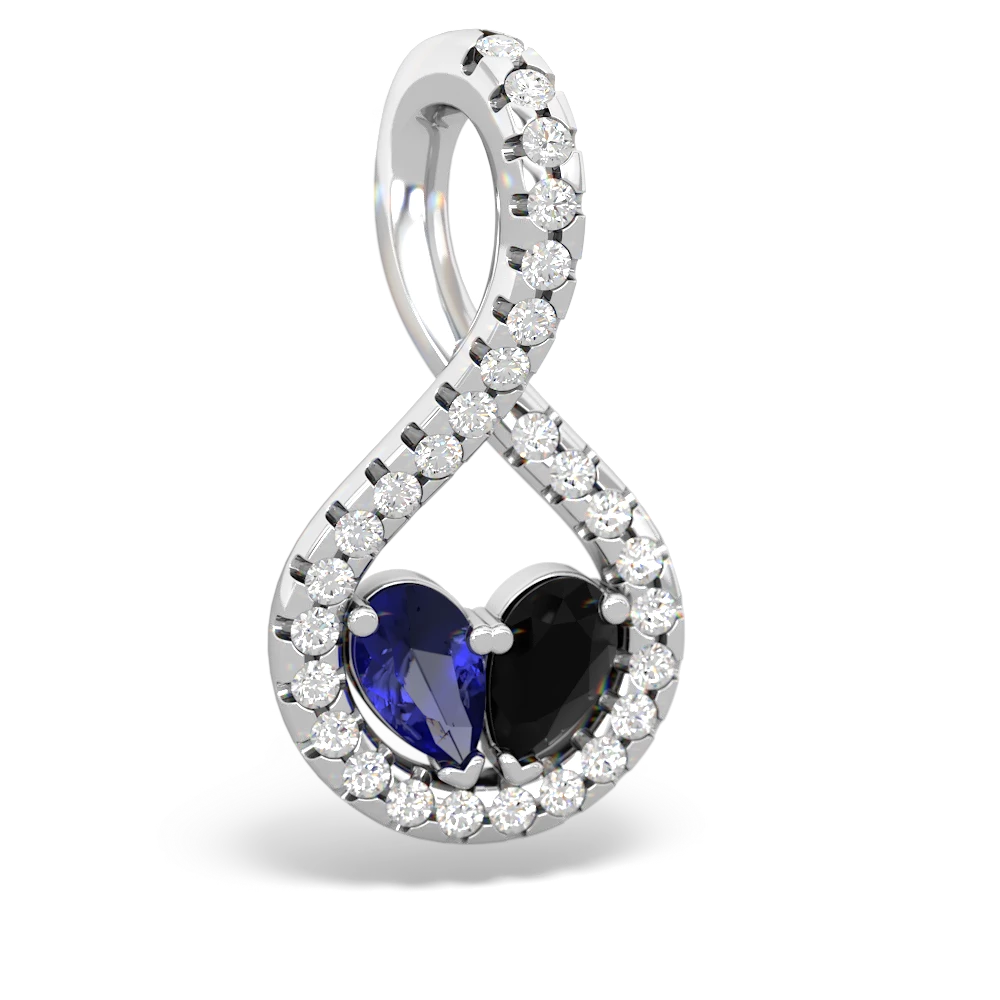 Lab Sapphire Pave Twist 'One Heart' 14K White Gold pendant P5360