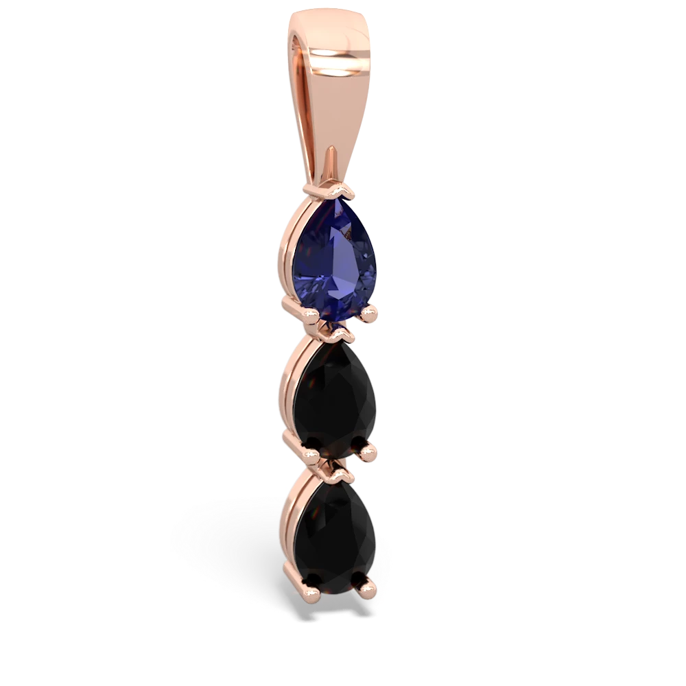 Lab Sapphire Dew Drops 14K Rose Gold pendant P2251