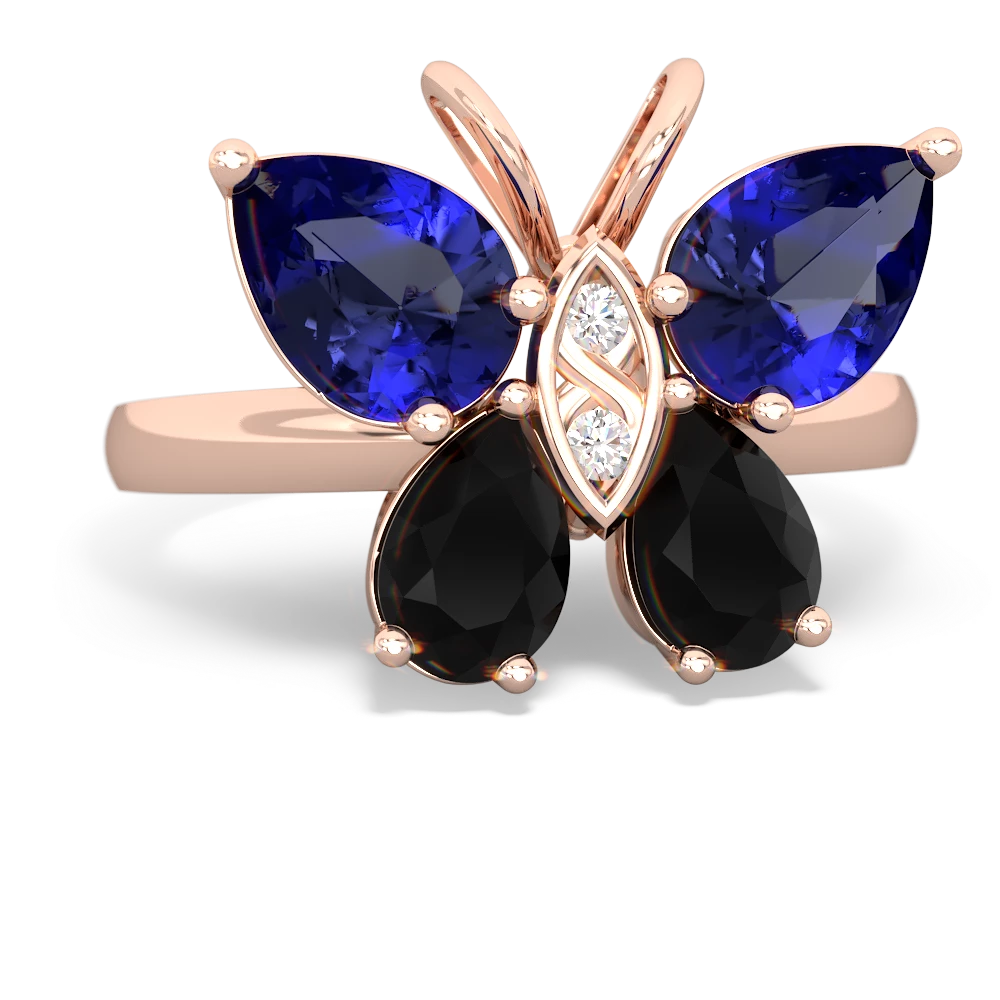 Lab Sapphire Butterfly 14K Rose Gold ring R2215