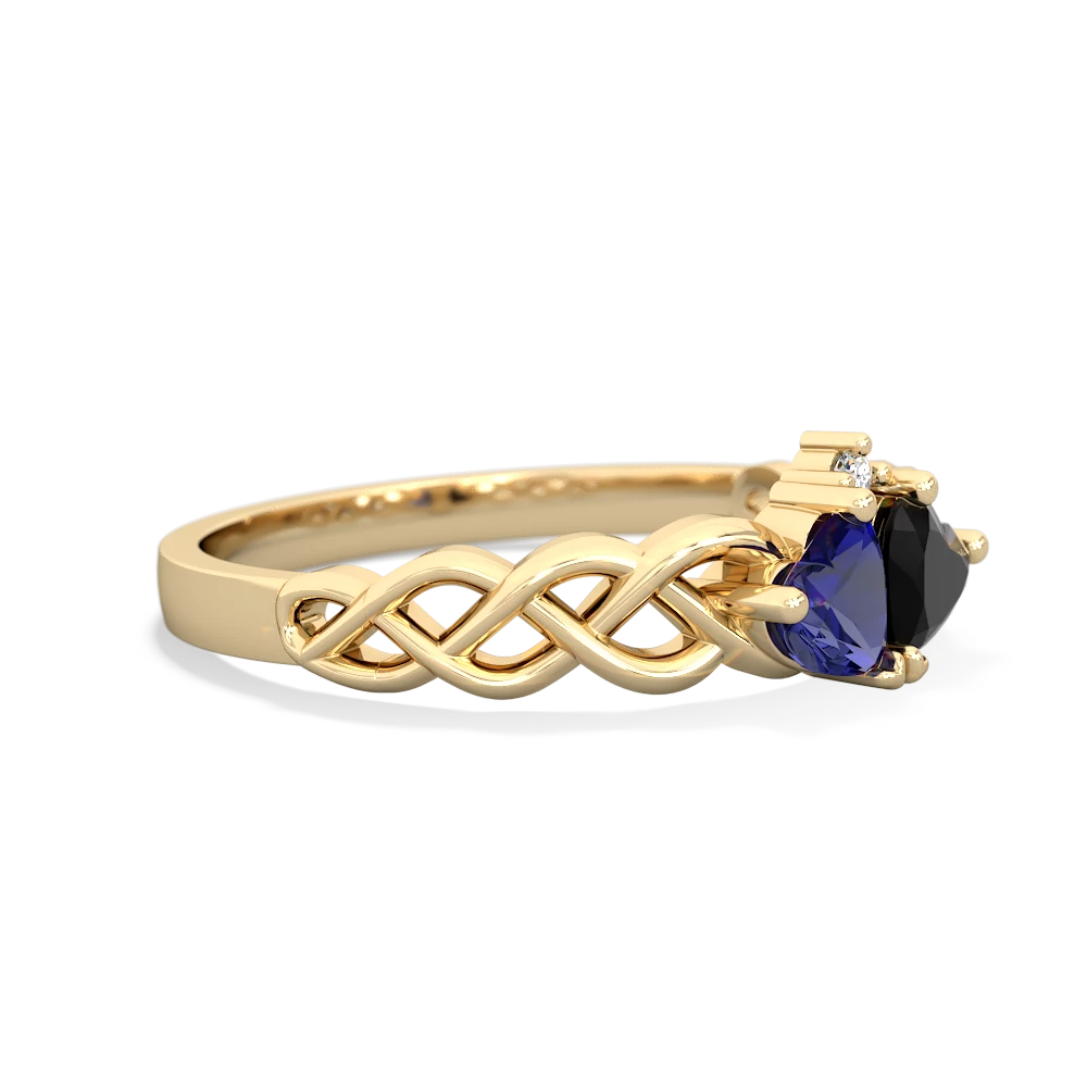 Lab Sapphire Heart To Heart Braid 14K Yellow Gold ring R5870