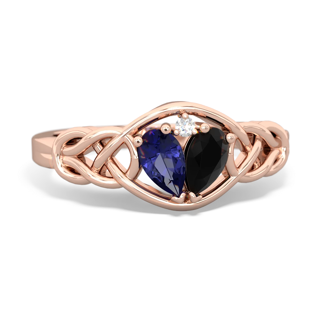 Lab Sapphire Celtic Love Knot 14K Rose Gold ring R5420