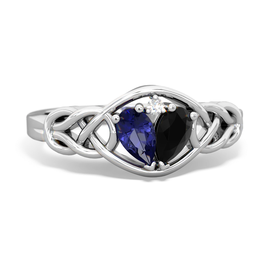 Lab Sapphire Celtic Love Knot 14K White Gold ring R5420