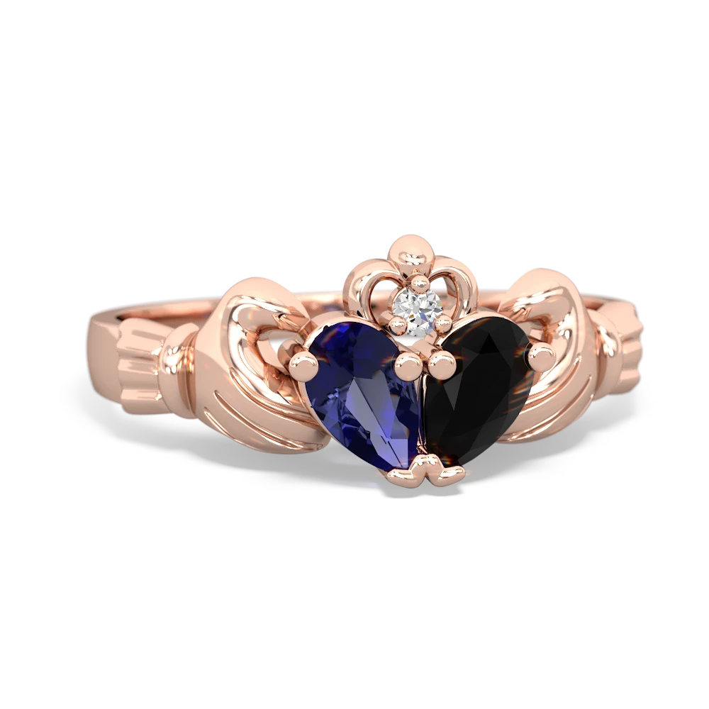 Lab Sapphire 'Our Heart' Claddagh 14K Rose Gold ring R2388