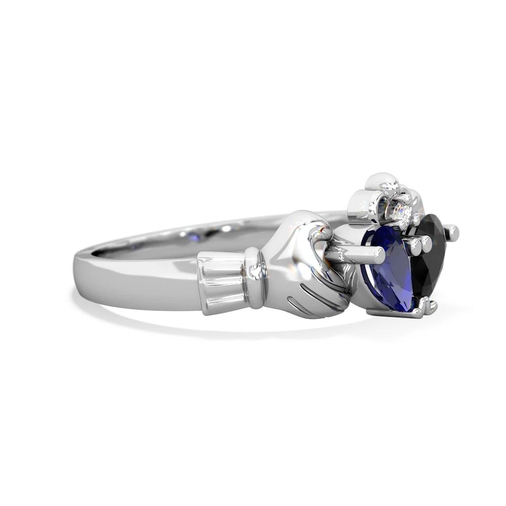 Lab Sapphire 'Our Heart' Claddagh 14K White Gold ring R2388