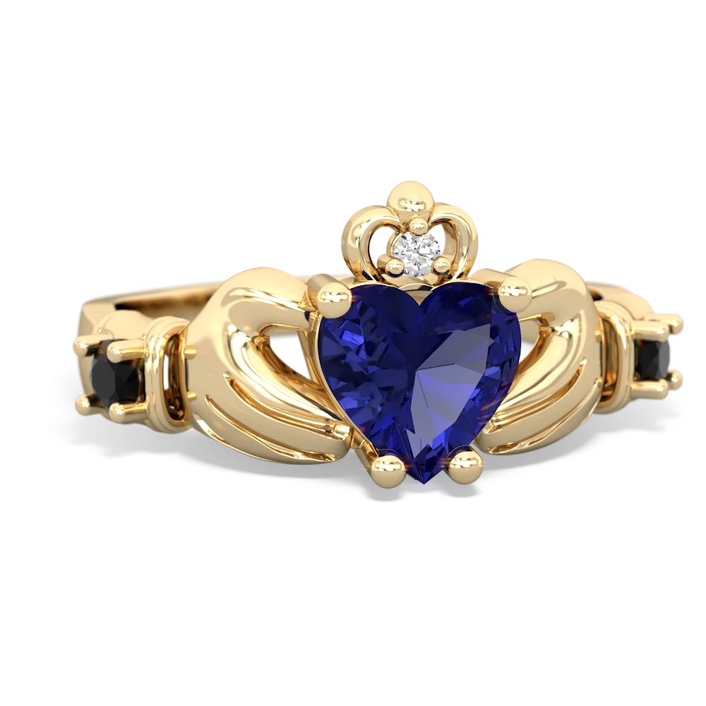 Lab Sapphire Claddagh Keepsake 14K Yellow Gold ring R5245