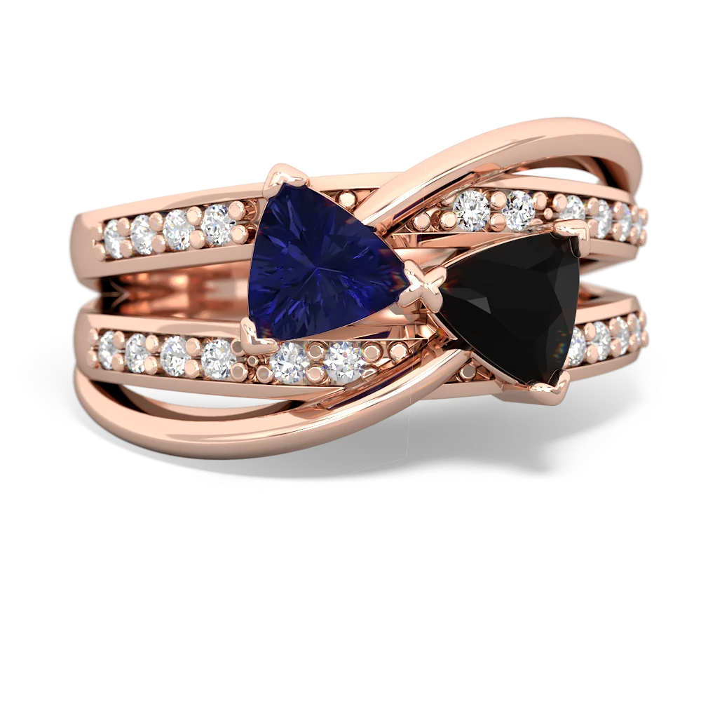 Lab Sapphire Bowtie 14K Rose Gold ring R2360