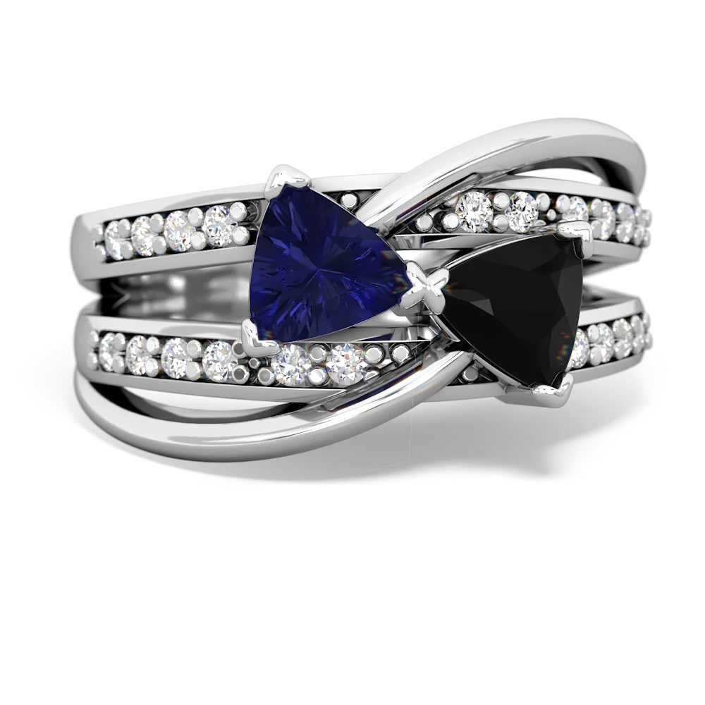 Lab Sapphire Bowtie 14K White Gold ring R2360