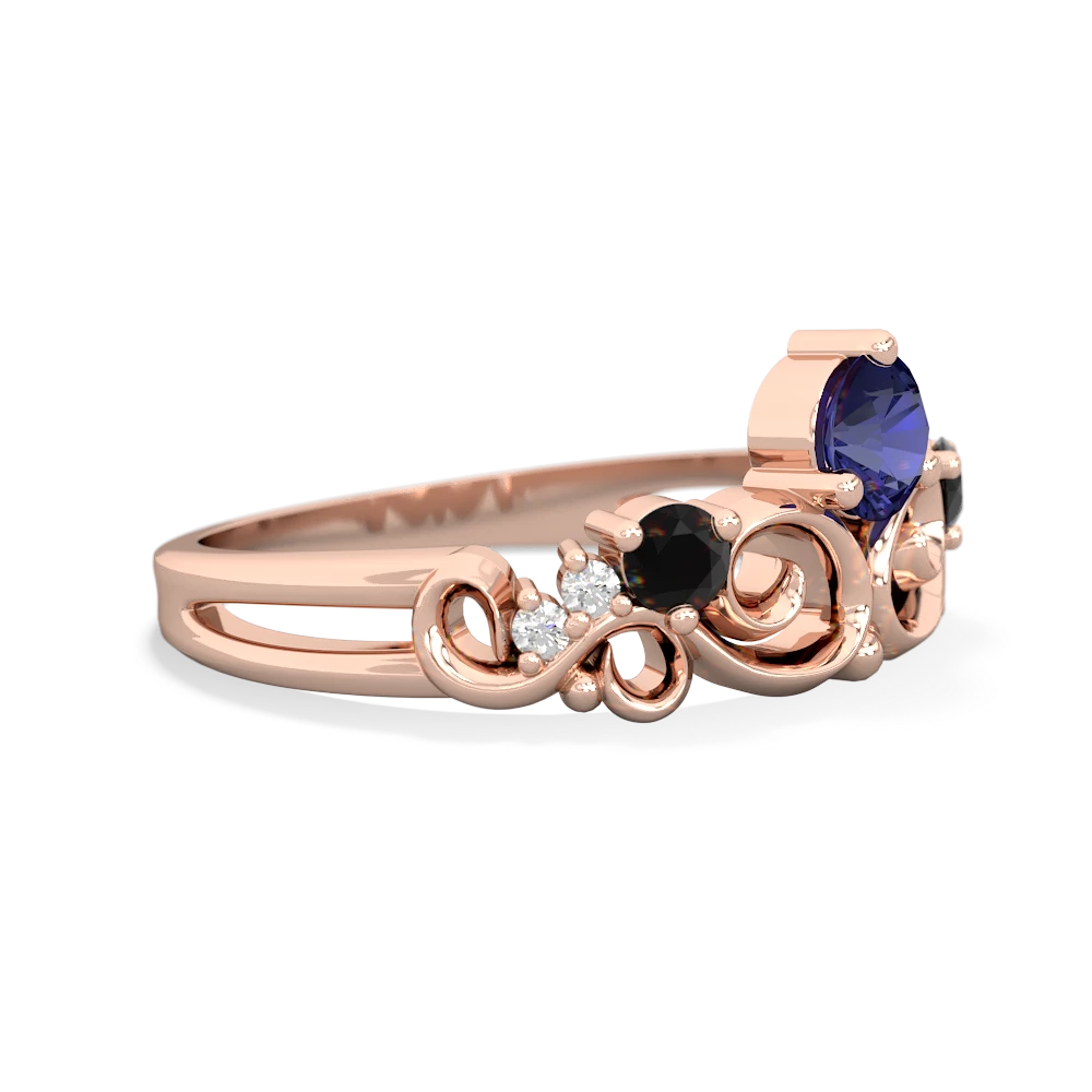 Lab Sapphire Crown Keepsake 14K Rose Gold ring R5740