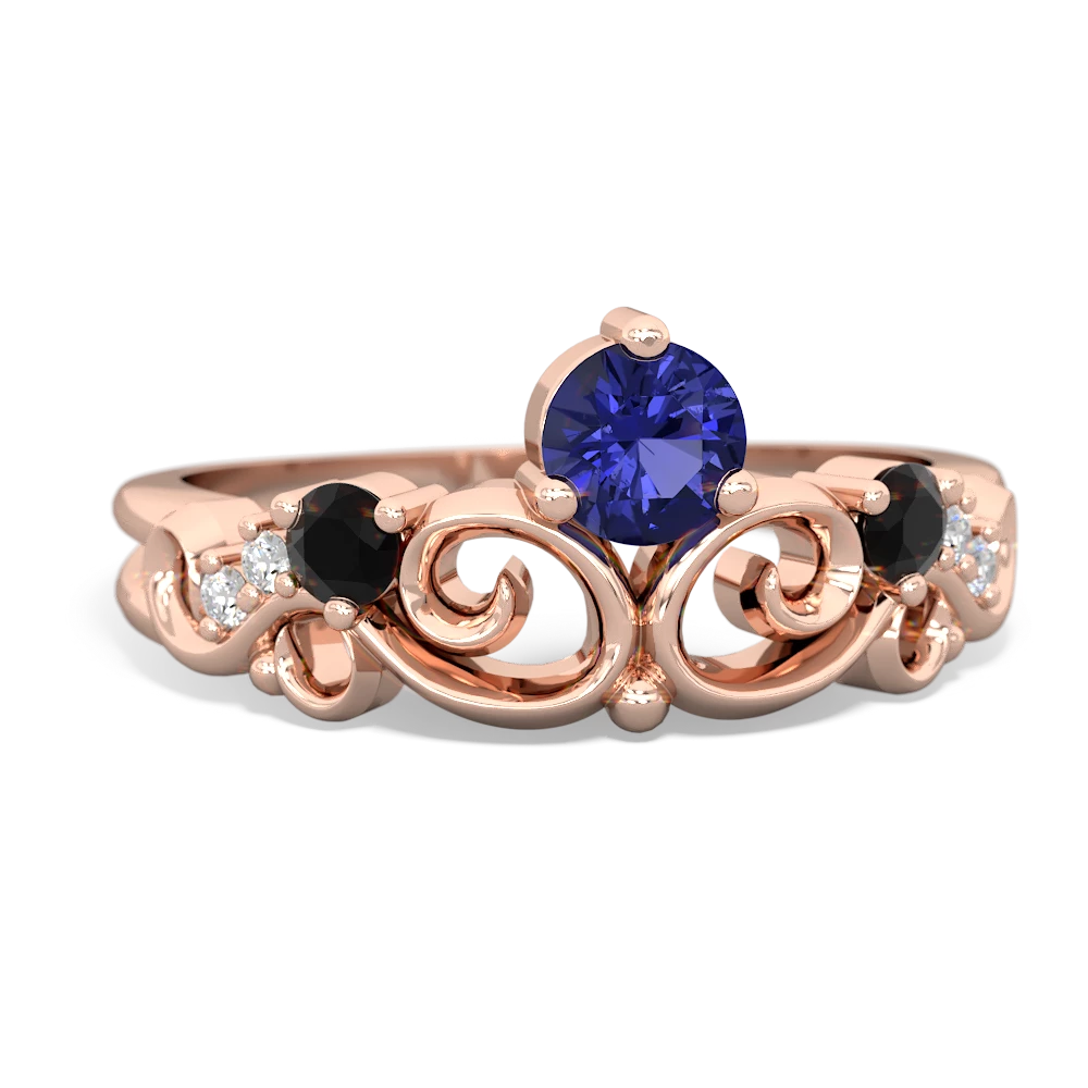 Lab Sapphire Crown Keepsake 14K Rose Gold ring R5740