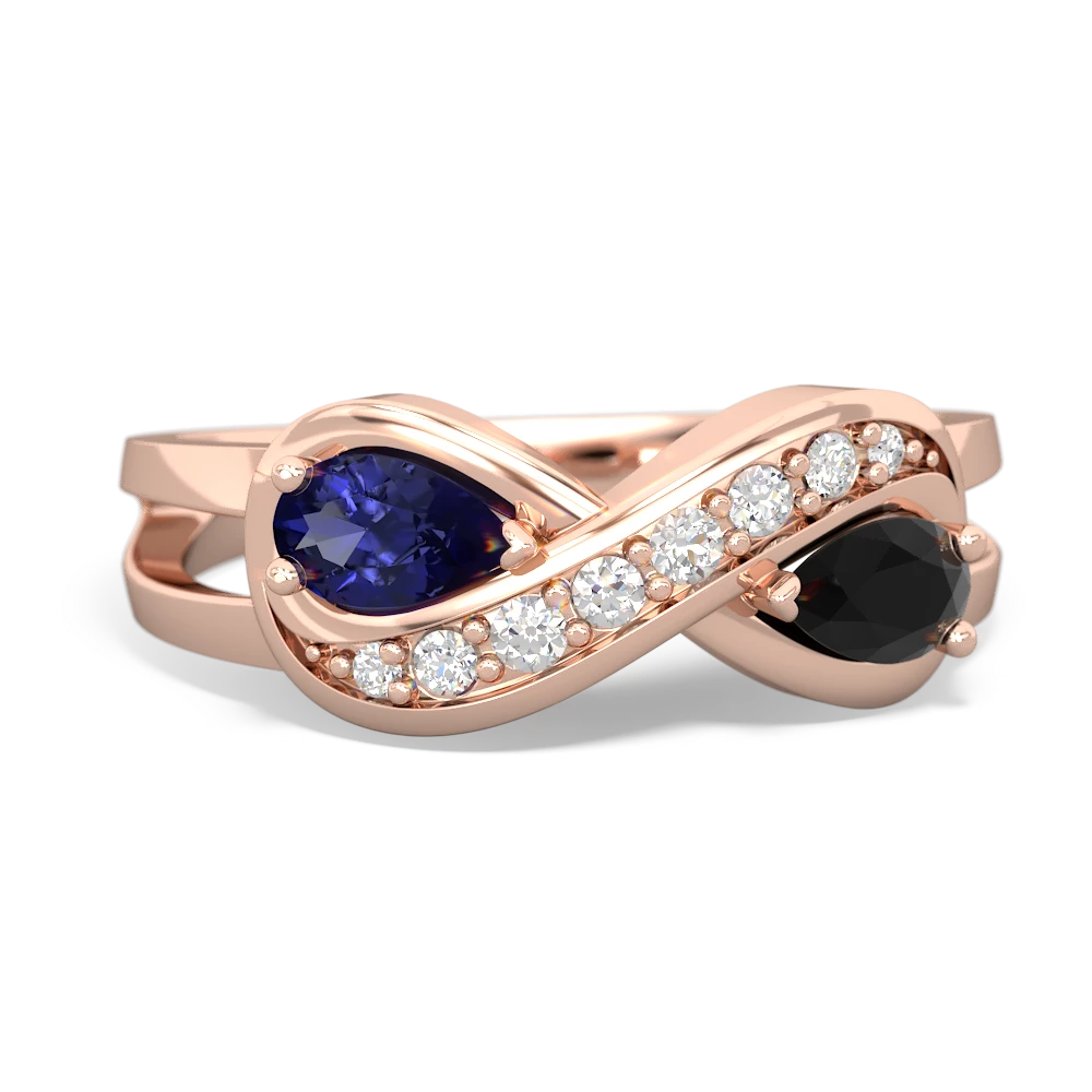 Lab Sapphire Diamond Infinity 14K Rose Gold ring R5390