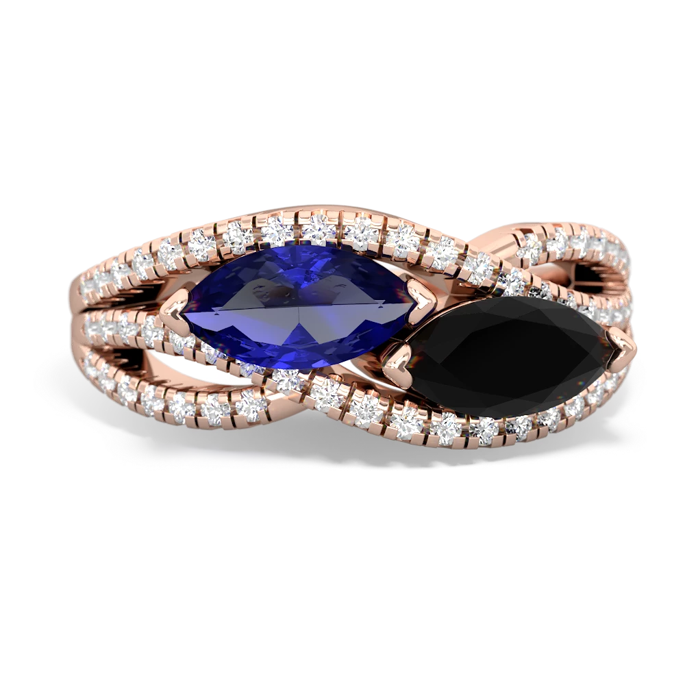 Lab Sapphire Diamond Rivers 14K Rose Gold ring R3070