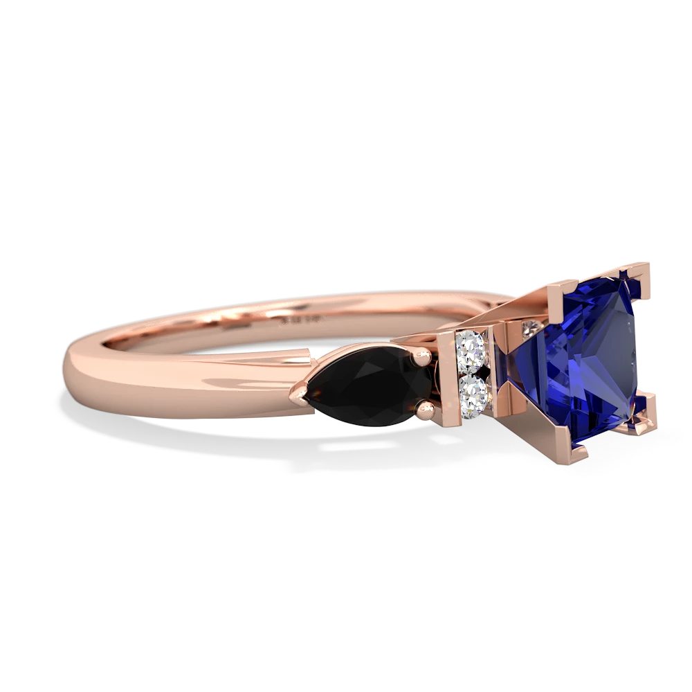 Lab Sapphire 6Mm Princess Eternal Embrace Engagement 14K Rose Gold ring C2002