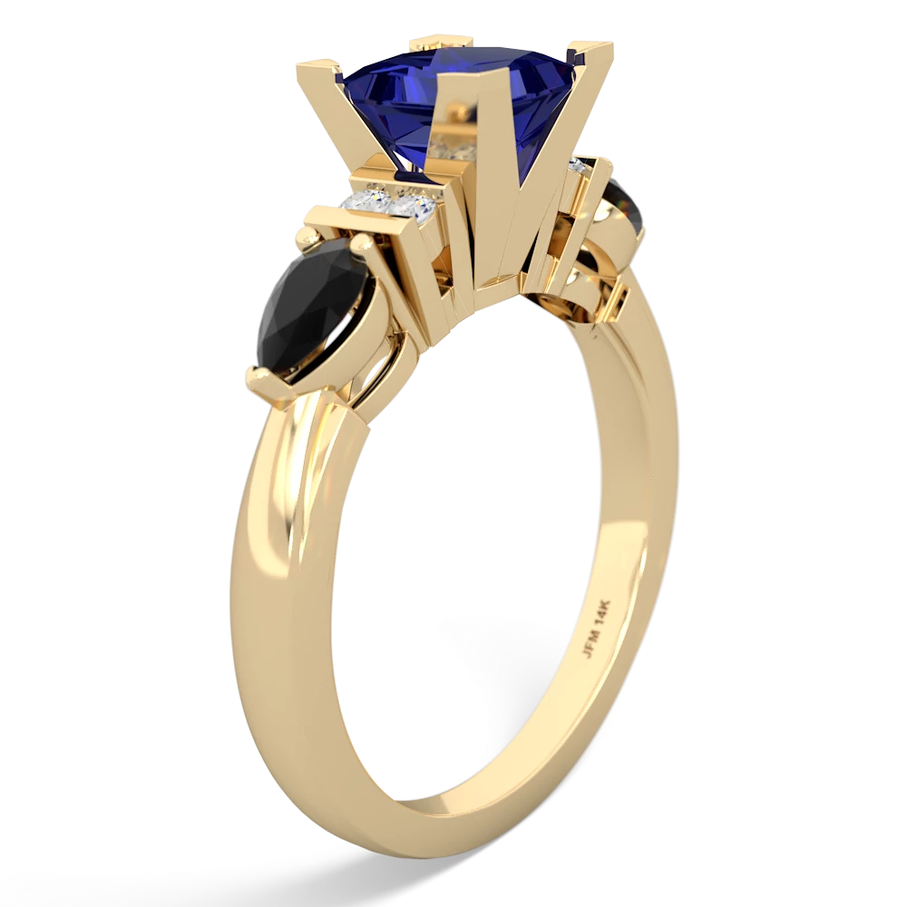 Lab Sapphire 6Mm Princess Eternal Embrace Engagement 14K Yellow Gold ring C2002