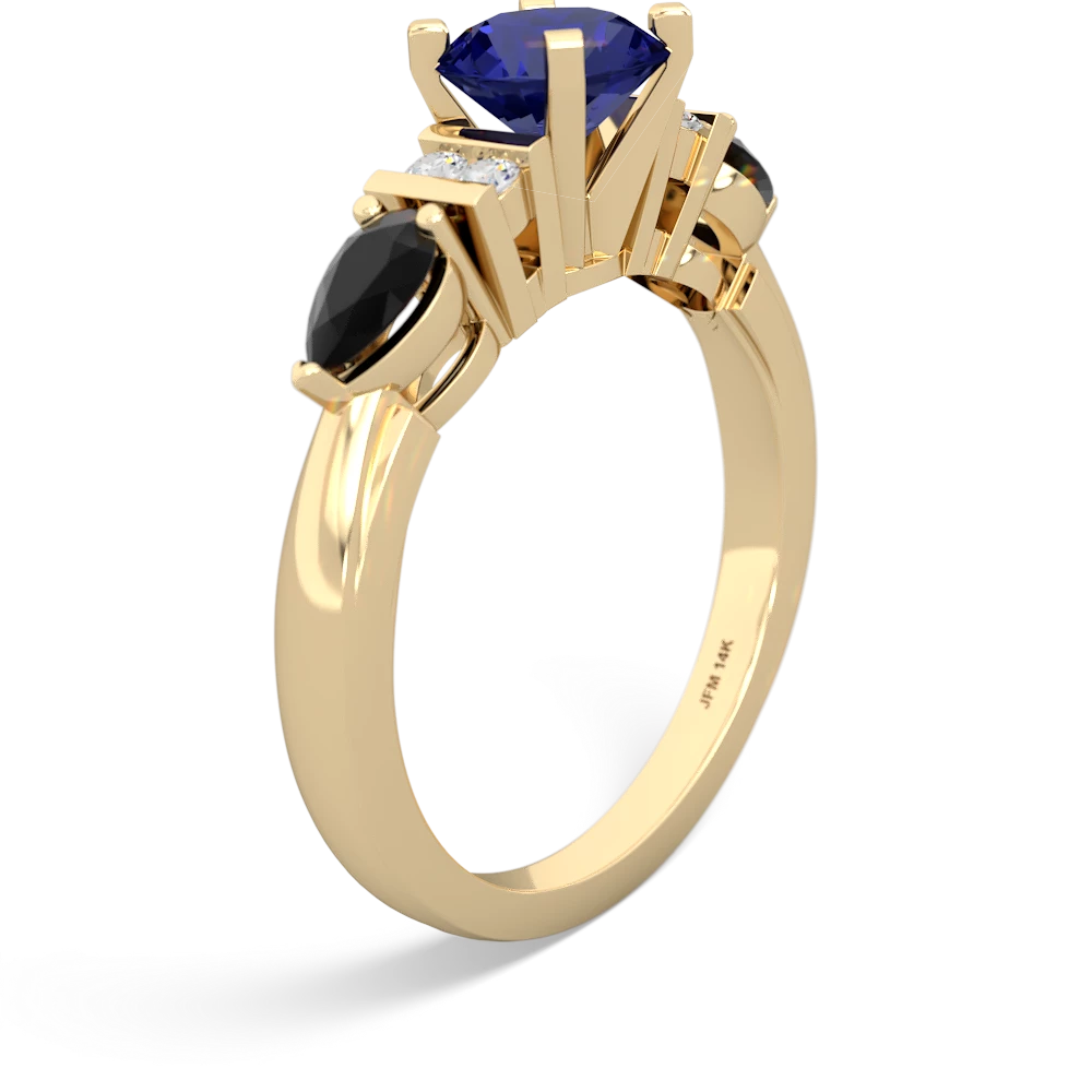 Lab Sapphire 6Mm Round Eternal Embrace Engagement 14K Yellow Gold ring R2005