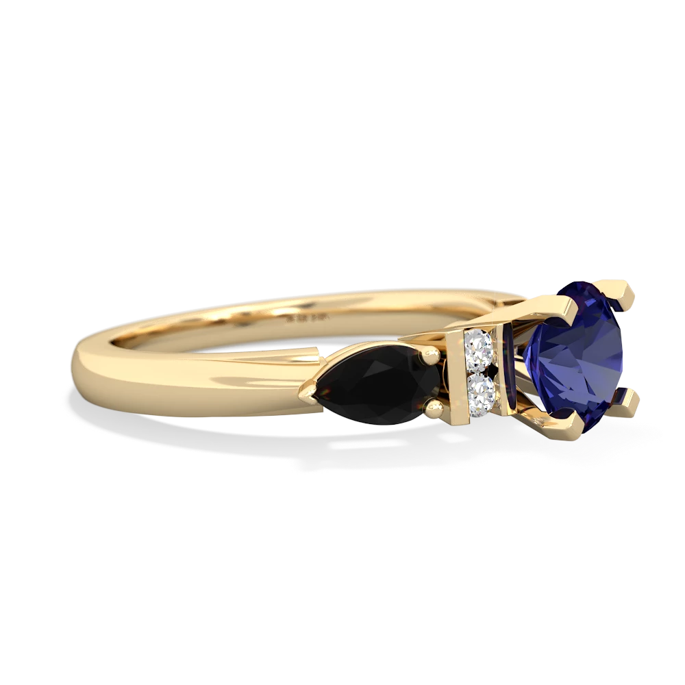 Lab Sapphire 6Mm Round Eternal Embrace Engagement 14K Yellow Gold ring R2005