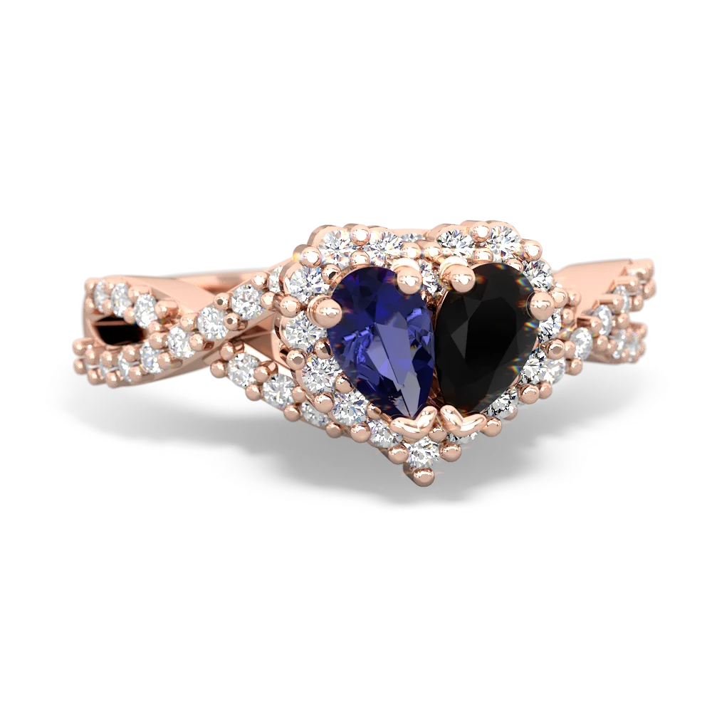 Lab Sapphire Diamond Twist 'One Heart' 14K Rose Gold ring R2640HRT