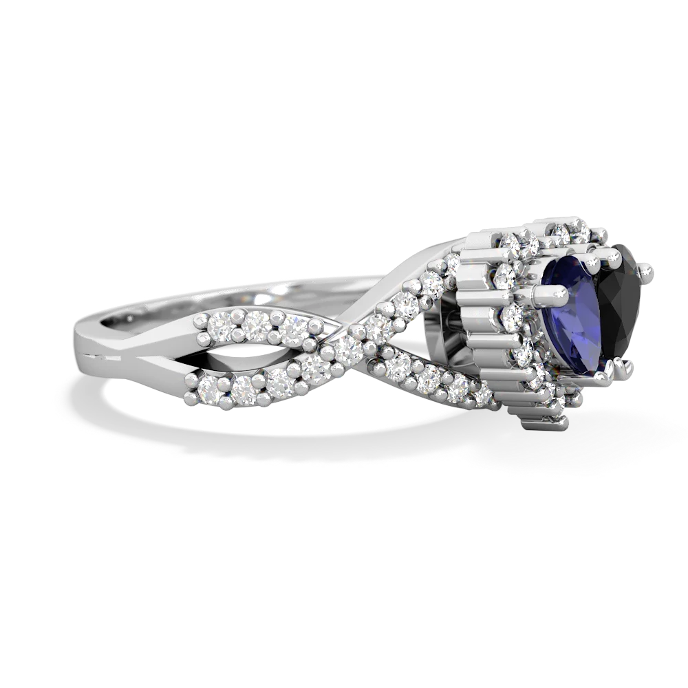 Lab Sapphire Diamond Twist 'One Heart' 14K White Gold ring R2640HRT