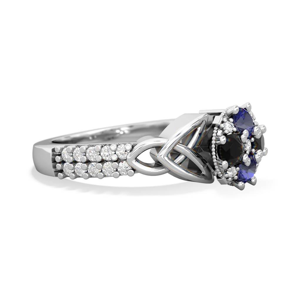 Lab Sapphire Celtic Knot Cluster Engagement 14K White Gold ring R26443RD