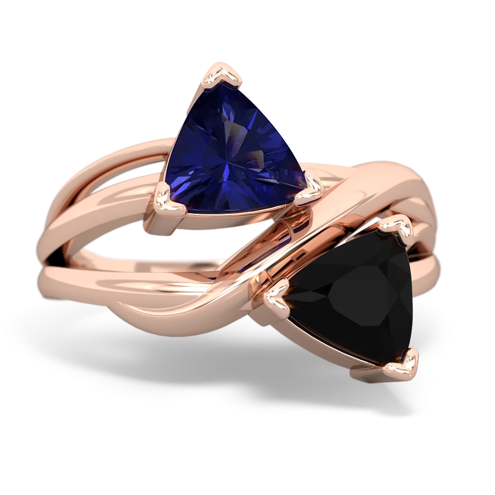 Lab Sapphire Split Band Swirl 14K Rose Gold ring R2341