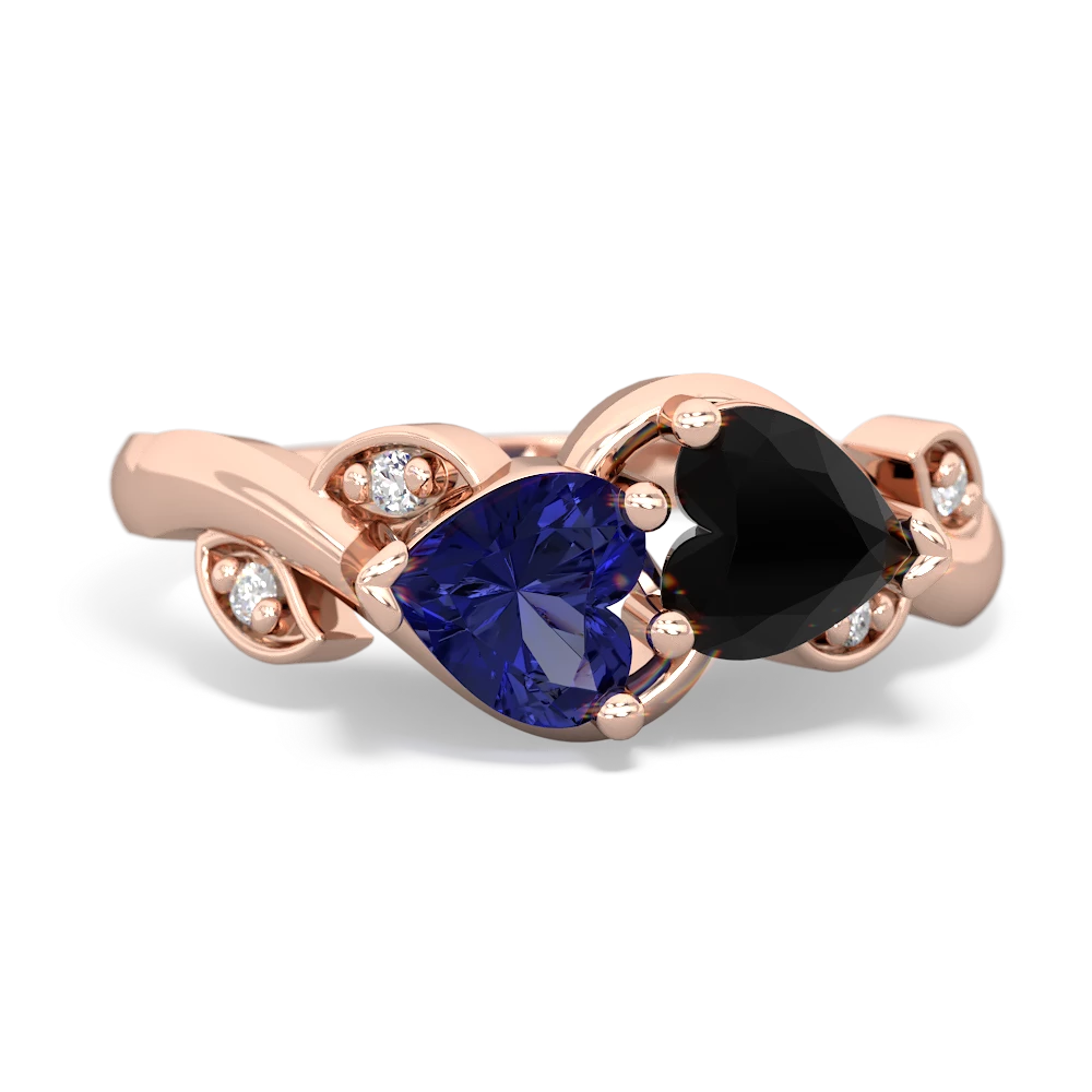 Lab Sapphire Floral Elegance 14K Rose Gold ring R5790