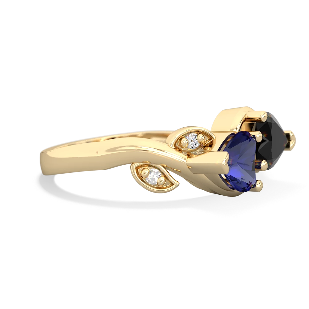 Lab Sapphire Floral Elegance 14K Yellow Gold ring R5790