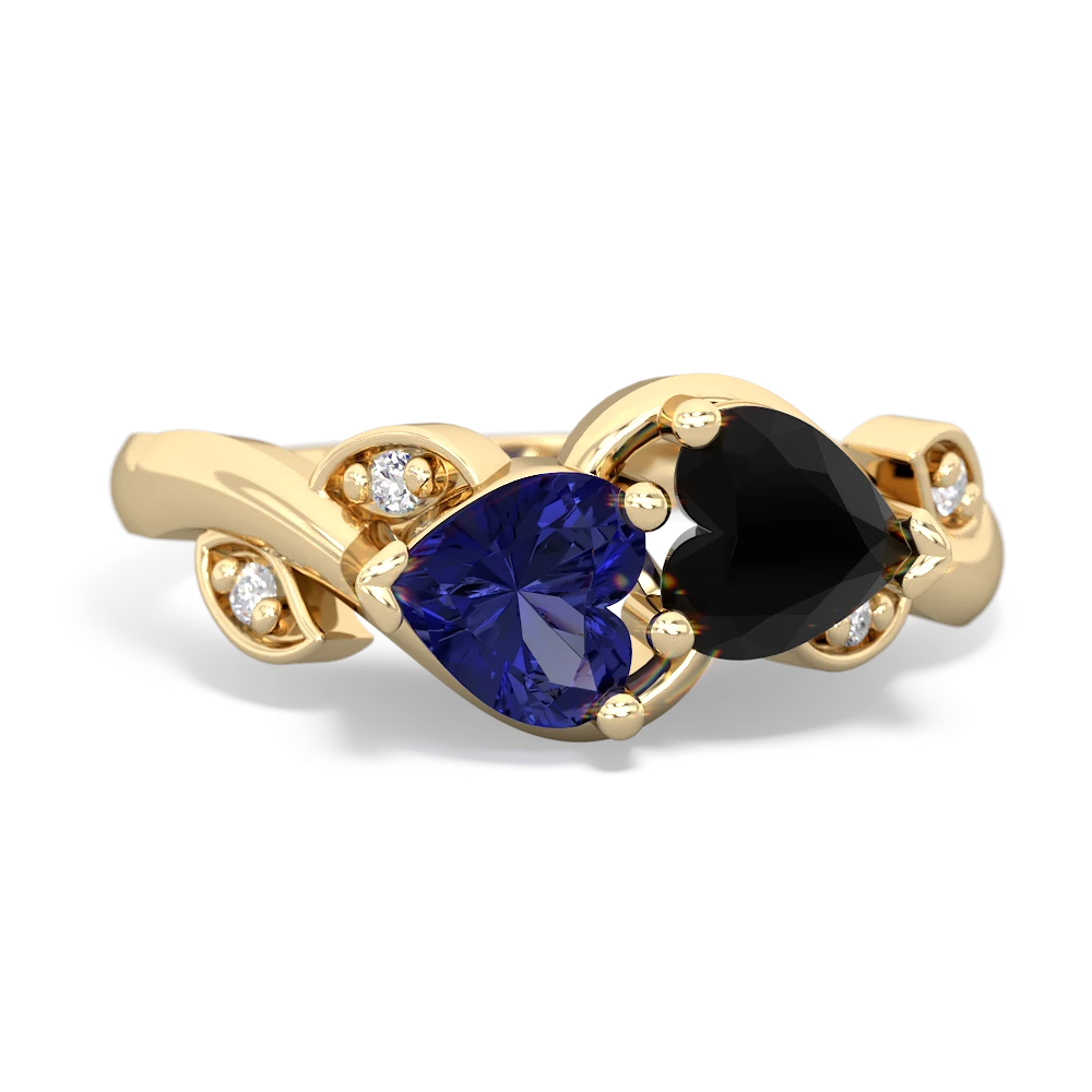 Lab Sapphire Floral Elegance 14K Yellow Gold ring R5790