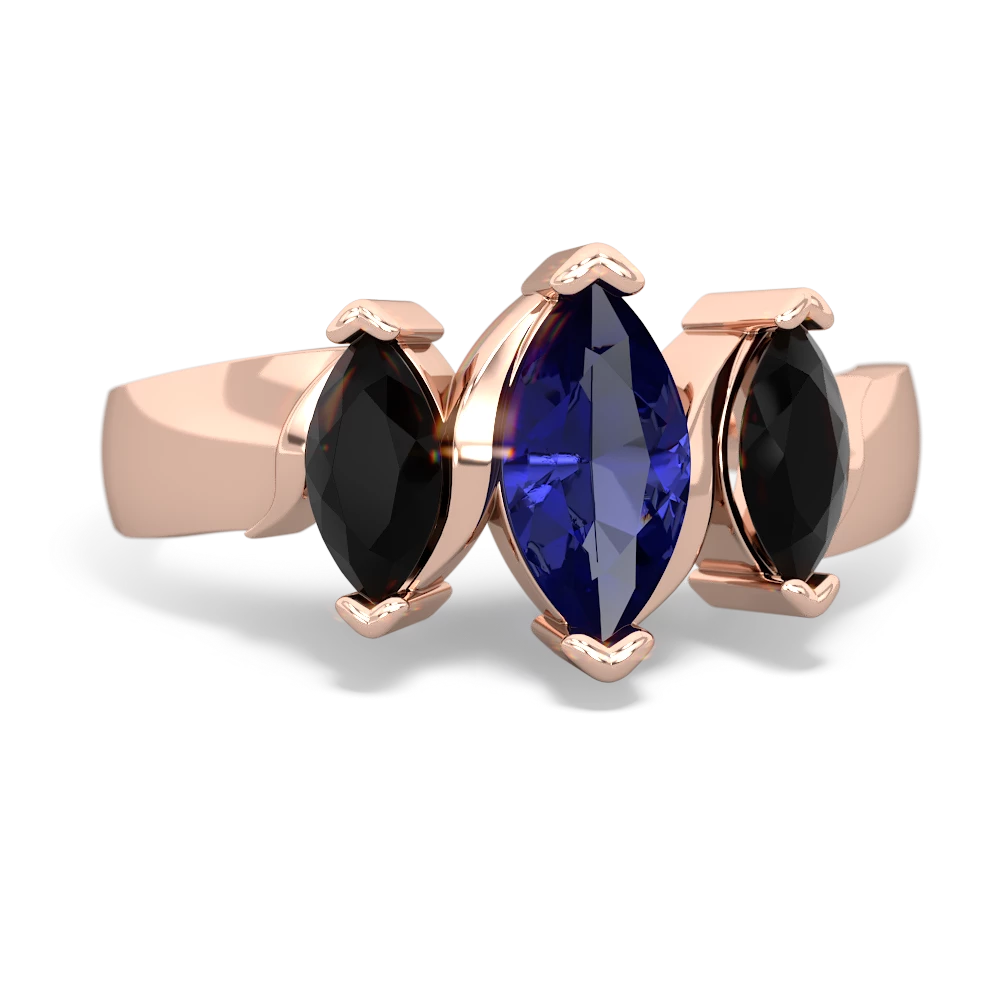 Lab Sapphire Three Peeks 14K Rose Gold ring R2433