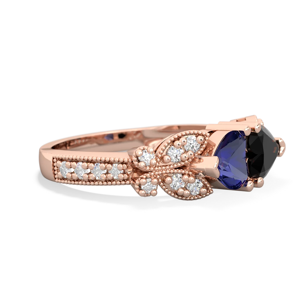 Lab Sapphire Diamond Butterflies 14K Rose Gold ring R5601