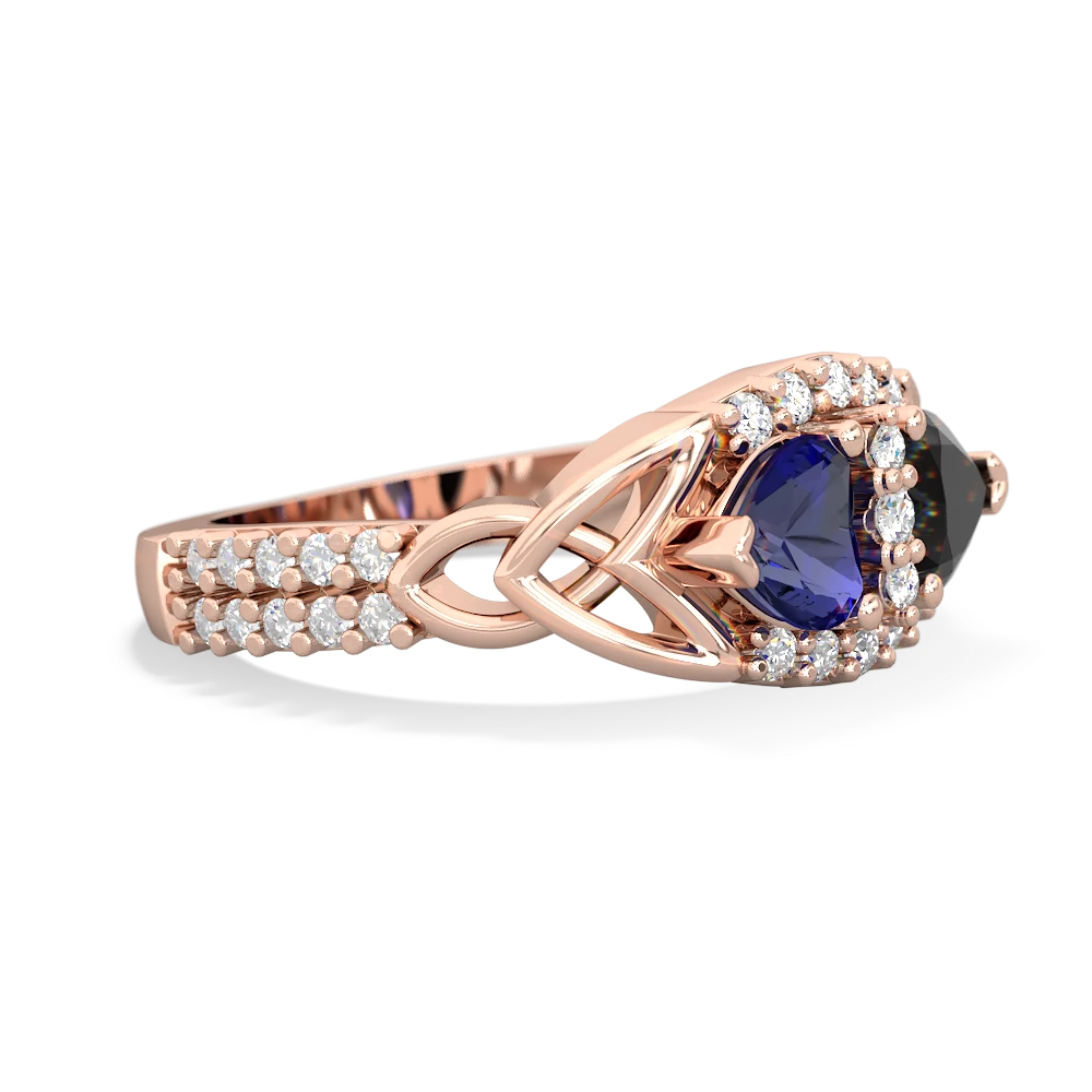 Lab Sapphire Sparkling Celtic Knot 14K Rose Gold ring R2645