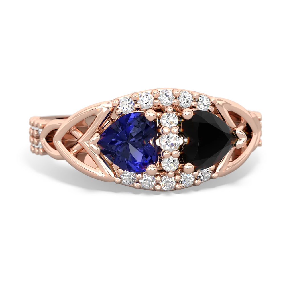 Lab Sapphire Sparkling Celtic Knot 14K Rose Gold ring R2645