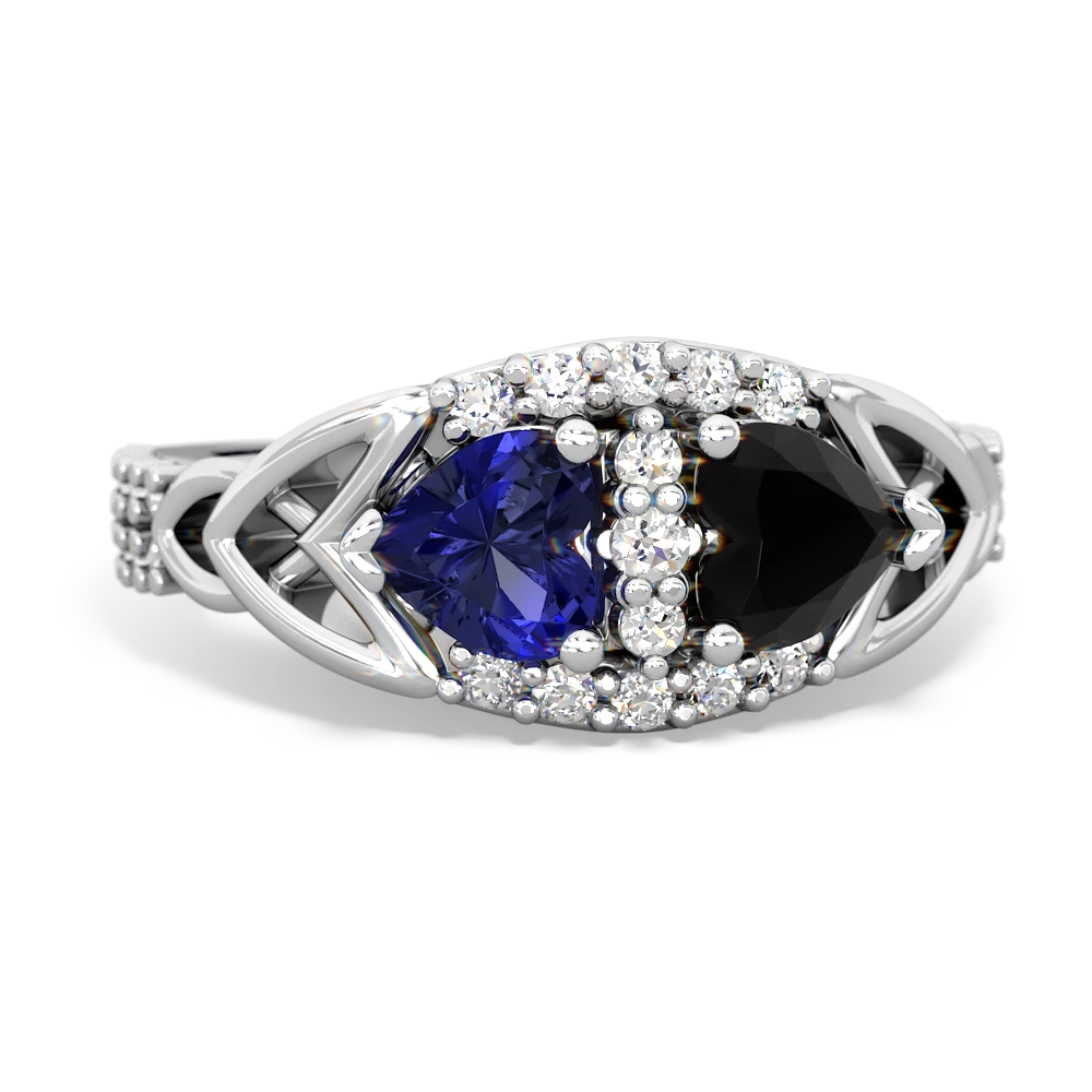 Lab Sapphire Sparkling Celtic Knot 14K White Gold ring R2645