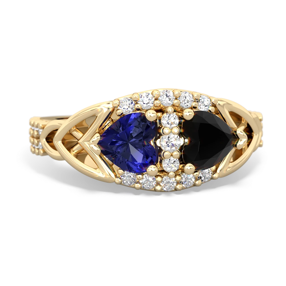 Lab Sapphire Sparkling Celtic Knot 14K Yellow Gold ring R2645