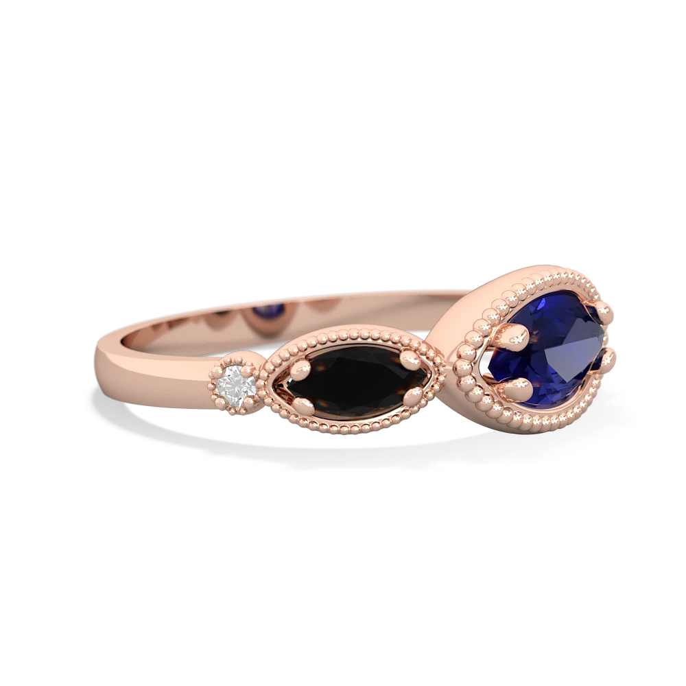 Lab Sapphire Milgrain Marquise 14K Rose Gold ring R5700