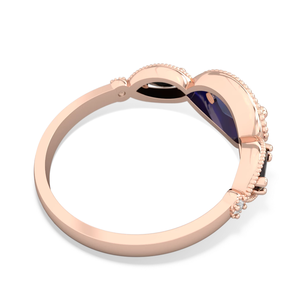 Lab Sapphire Milgrain Marquise 14K Rose Gold ring R5700