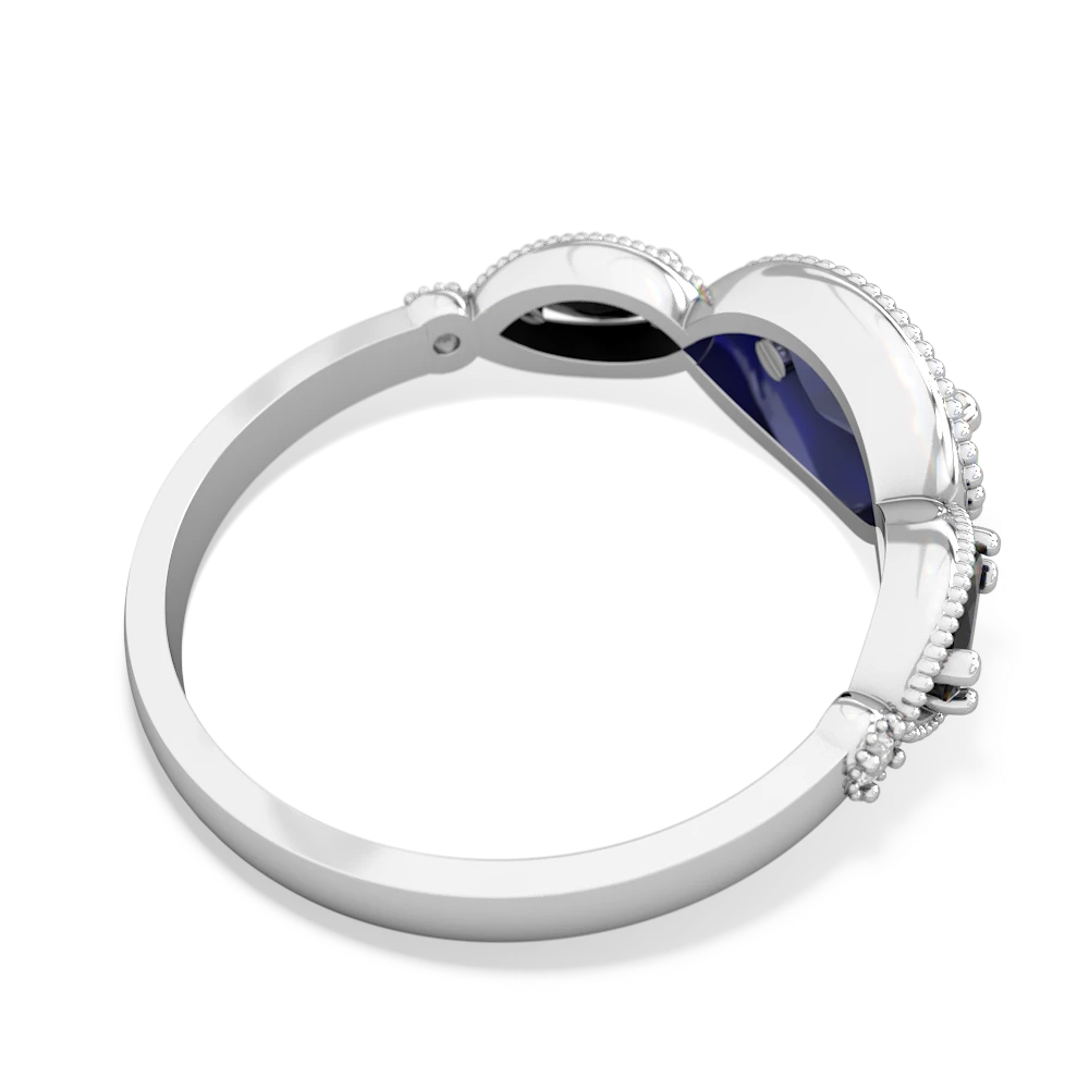 Lab Sapphire Milgrain Marquise 14K White Gold ring R5700