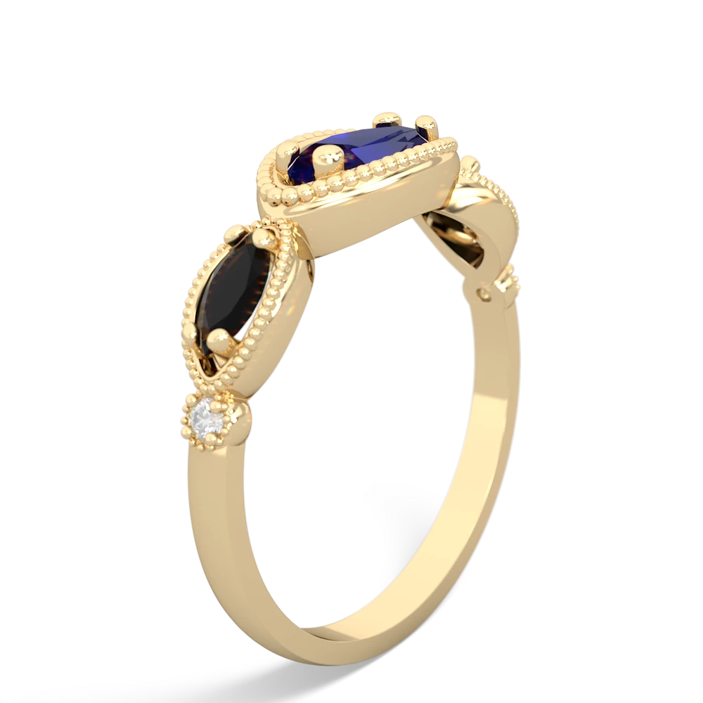 Lab Sapphire Milgrain Marquise 14K Yellow Gold ring R5700