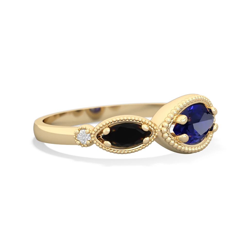 Lab Sapphire Milgrain Marquise 14K Yellow Gold ring R5700