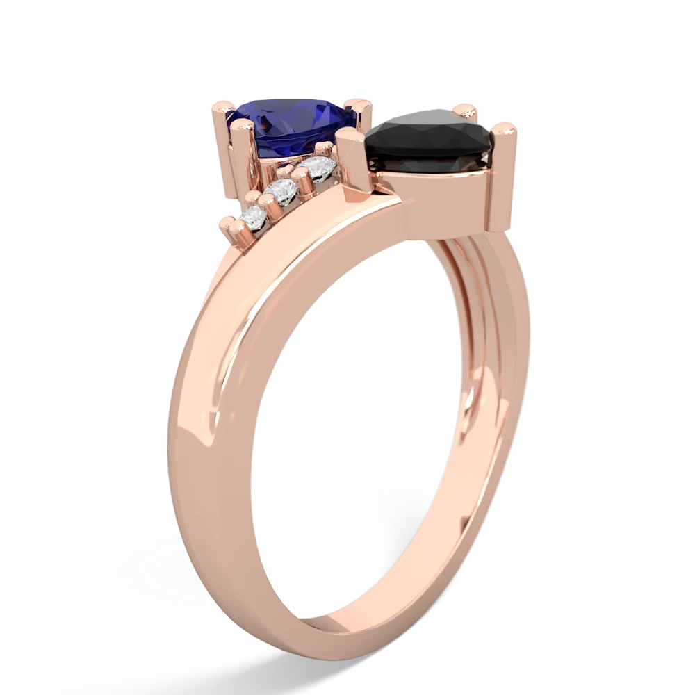 Lab Sapphire Heart To Heart 14K Rose Gold ring R2064